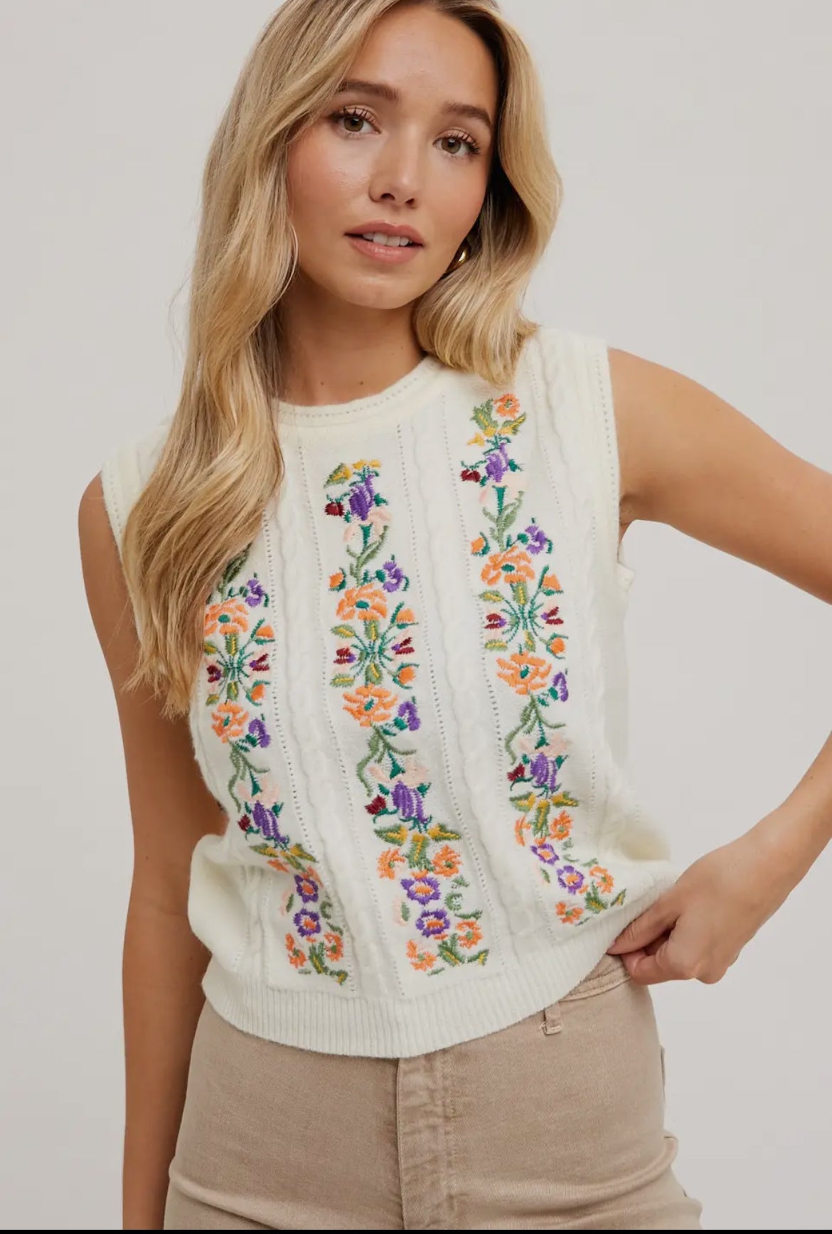 The embroidered sweater tank