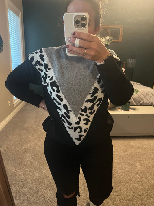 The one with V-Leopard Sweater