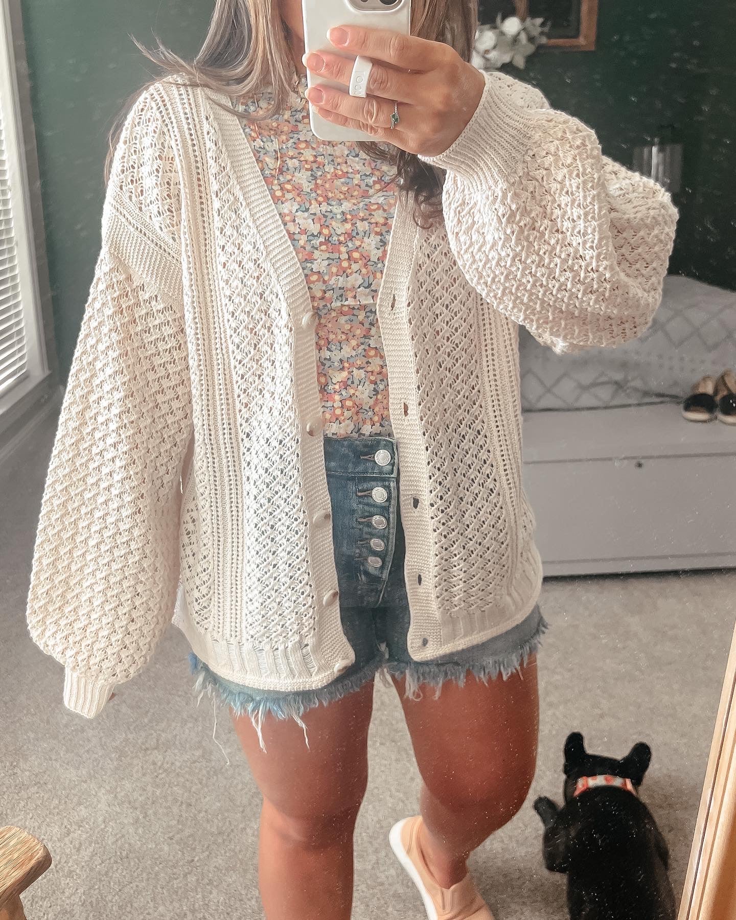 Loose Knit Cardigan Sweater